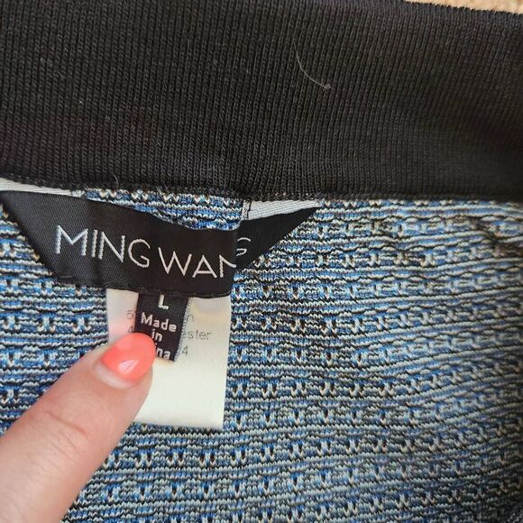 Ming Wang Skirt Top Set Womens Medium Large Jacquard Knit Ombre Print Midi Caree - Picture 7 of 8